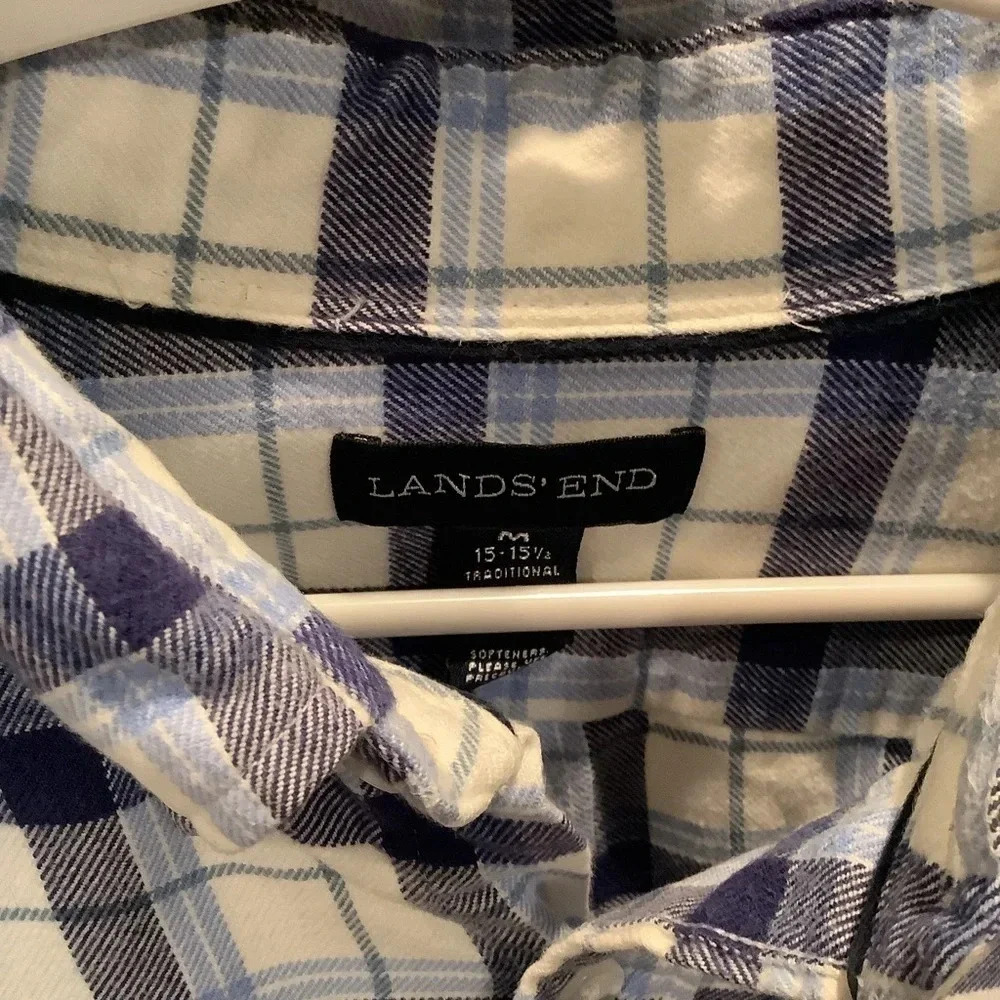 #167 Lands End Thick Soft Flannel Shirt Sz Medium - Picture 3 of 6